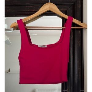Aritzia Babaton Contour Square Hot Pink Tank